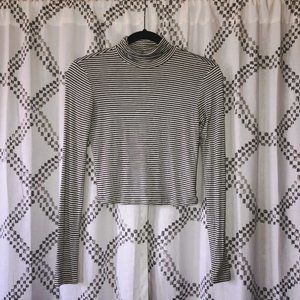 Striped Turtleneck Crop Top Size S